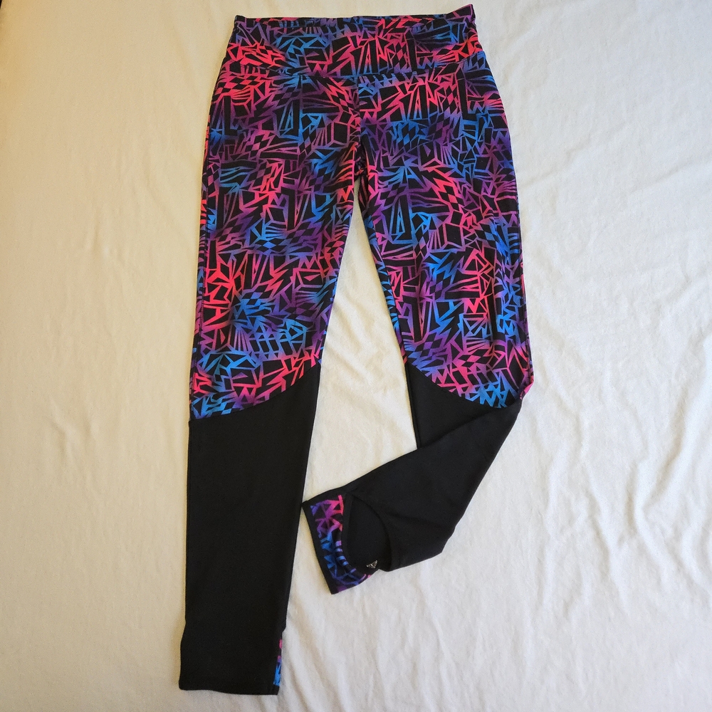 Danskin Now Pink Purple Blue Geometric Stirrup Leggings EB2
